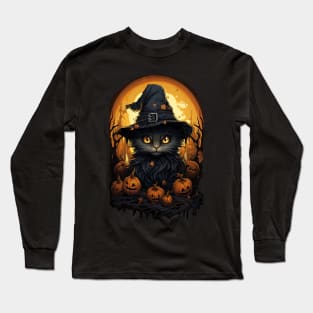 Halloween witch cat Long Sleeve T-Shirt